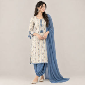 Printed Cotton Kurta Set with Dupatta | Elegant Ethnic Wear